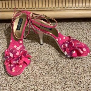 Betsey Johnson pink and white floral heels